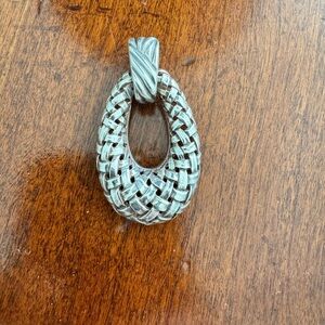 Slane & Slane Basket Weave Teardrop Pendant Necklace in Aged Silver Tone